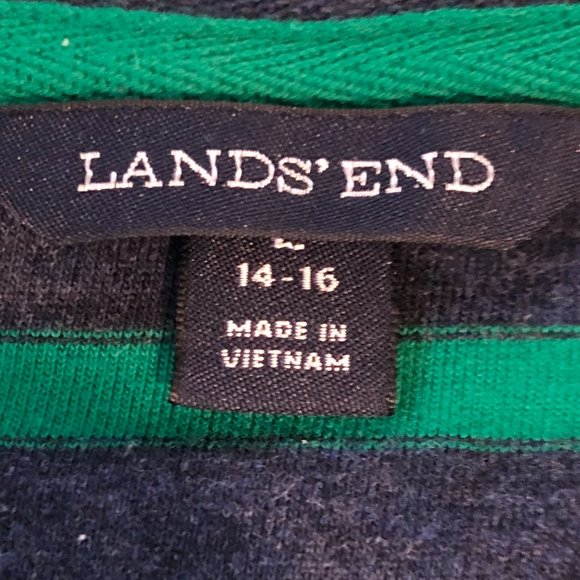 Lands' End green and blue Striped Anchor Sweater - Picture 6 of 6
